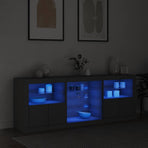 Sideboard with LED Lights Black 181.5x37x67 cm
