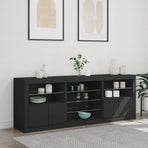 Sideboard with LED Lights Black 181.5x37x67 cm