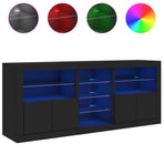 Sideboard with LED Lights Black 181.5x37x67 cm