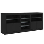 Sideboard with LED Lights Black 181.5x37x67 cm