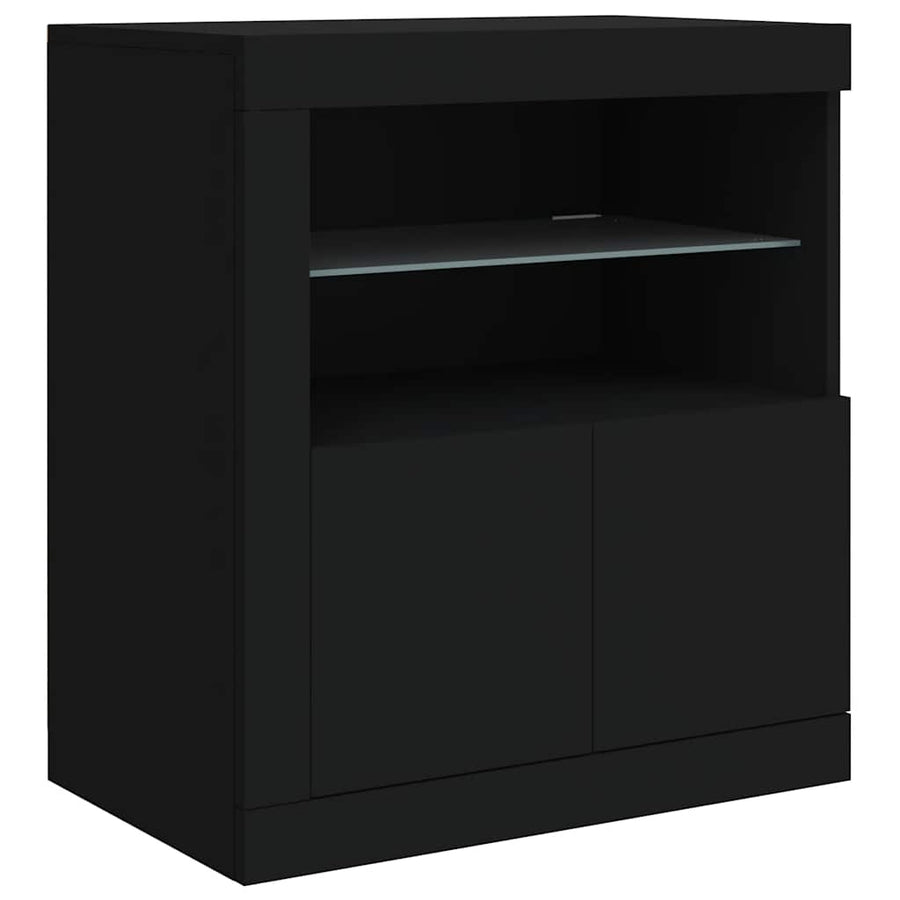 Sideboard with LED Lights Black 181.5x37x67 cm