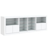 Sideboard with LED Lights White 202x37x67 cm - 45-Degree Angle