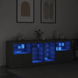 Sideboard with LED Lights Black 202x37x67 cm - Side View