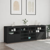 Sideboard with LED Lights Black 202x37x67 cm