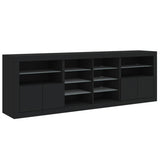 Sideboard with LED Lights Black 202x37x67 cm