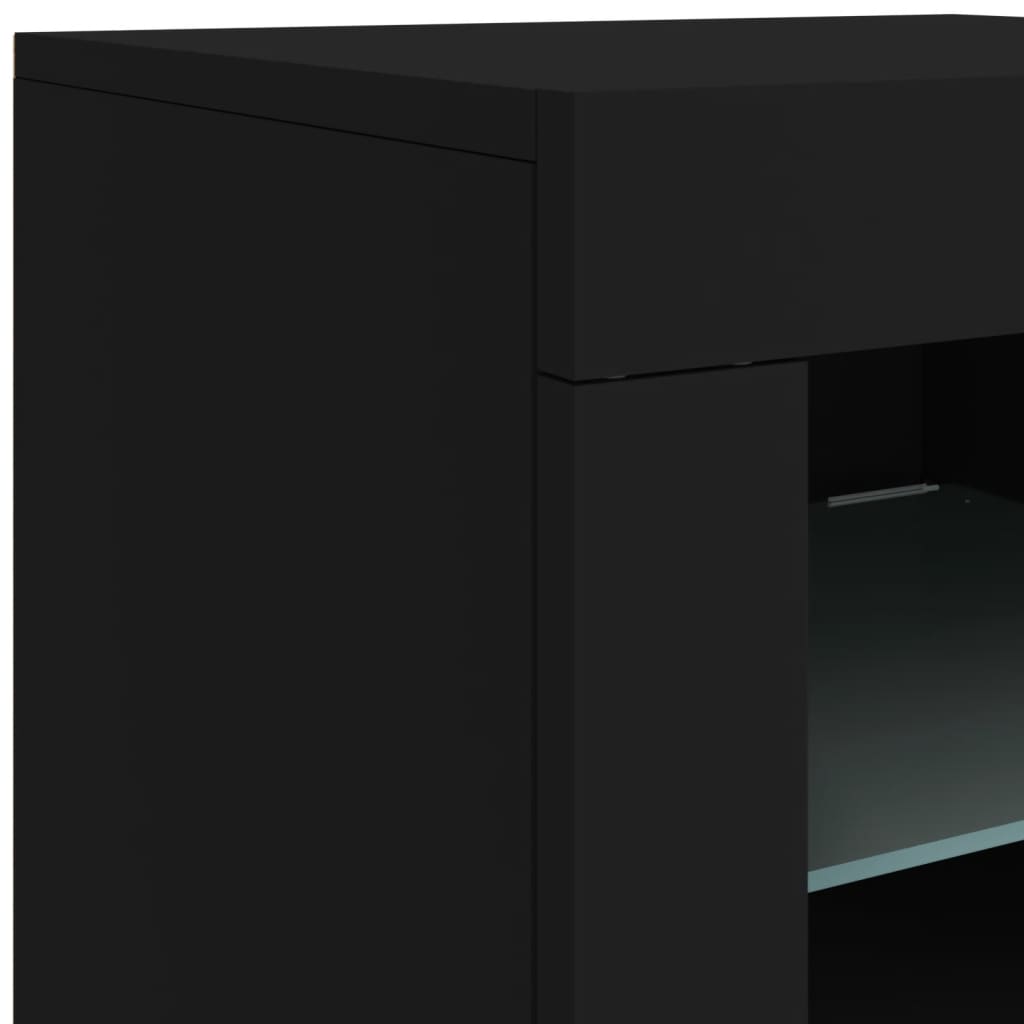 Sideboard with LED Lights Black 202x37x67 cm