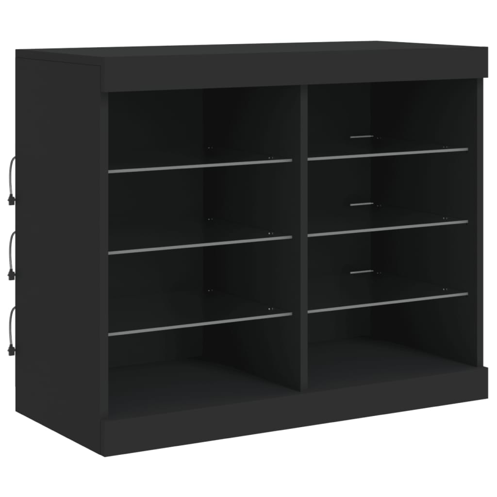 Sideboard with LED Lights Black 202x37x67 cm