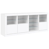 Sideboard with LED Lights White 164x37x67 cm - 45-Degree Angle