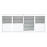 Sideboard with LED Lights White 164x37x67 cm - Close-Up Angle