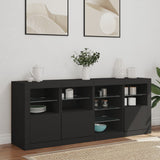 Sideboard with LED Lights Black 164x37x67 cm - Side View
