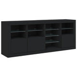 Sideboard with LED Lights Black 164x37x67 cm - 45-Degree Angle