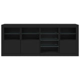 Sideboard with LED Lights Black 164x37x67 cm