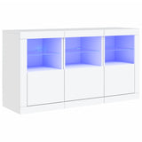 Sideboard with LED Lights White 123x37x67 cm - Front View