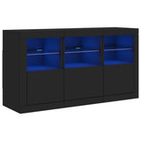 Sideboard with LED Lights Black 123x37x67 cm - Front View