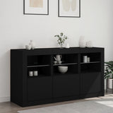 Sideboard with LED Lights Black 123x37x67 cm - Side View