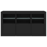 Sideboard with LED Lights Black 123x37x67 cm - Rear View