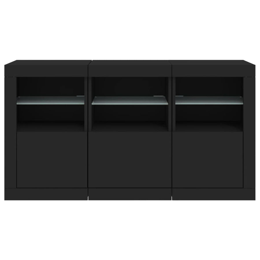Sideboard with LED Lights Black 123x37x67 cm