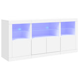 Sideboard with LED Lights White 142.5x37x67 cm - Front View