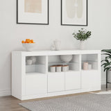 Sideboard with LED Lights White 142.5x37x67 cm - Side View