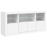 Sideboard with LED Lights White 142.5x37x67 cm - 45-Degree Angle