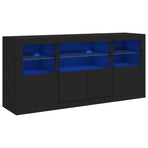 Sideboard with LED Lights Black 142,5x37x67 cm