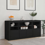 Sideboard with LED Lights Black 142,5x37x67 cm