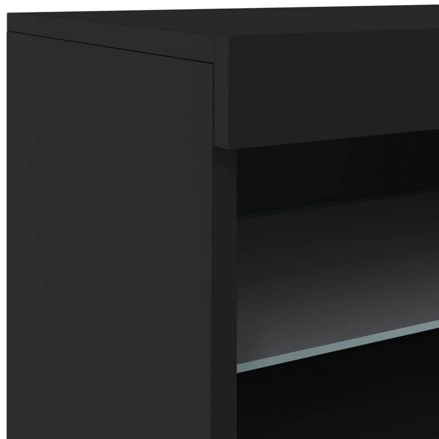 Sideboard with LED Lights Black 142,5x37x67 cm