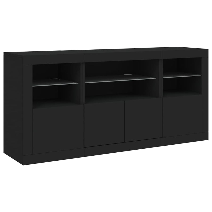 Sideboard with LED Lights Black 142,5x37x67 cm