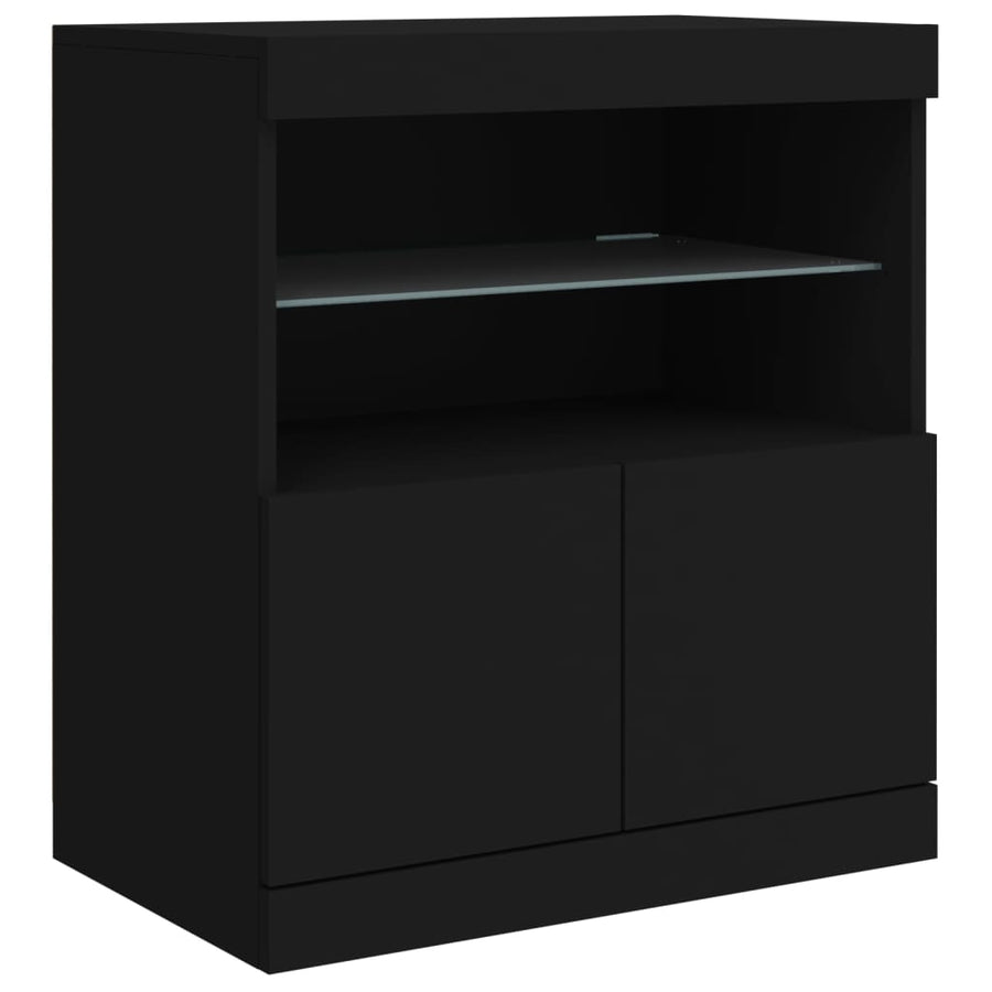 Sideboard with LED Lights Black 142,5x37x67 cm