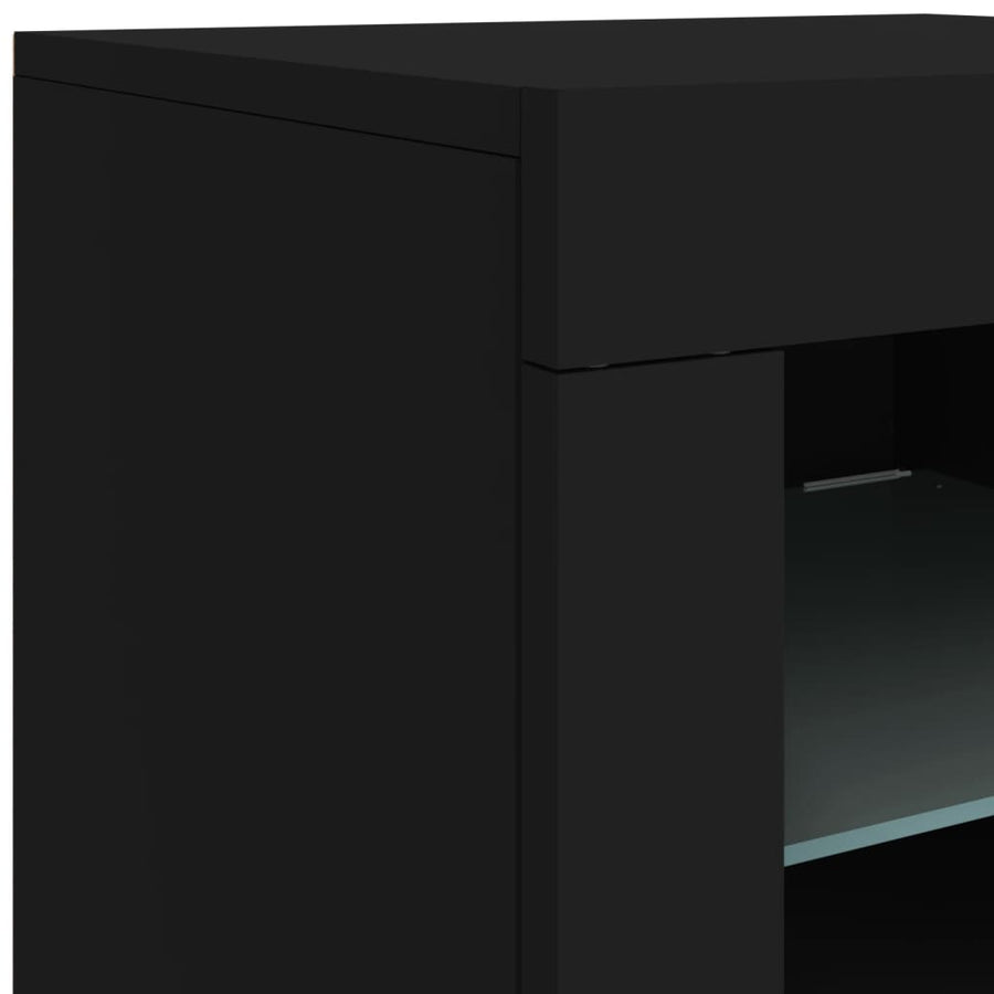 Sideboard with LED Lights Black 142,5x37x67 cm
