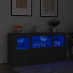 Sideboard with LED Lights Black 142,5x37x67 cm