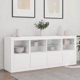Sideboard with LED Lights White 163x37x67 cm - Side View