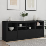 Sideboard with LED Lights Black 163x37x67 cm