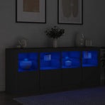 Sideboard with LED Lights Black 163x37x67 cm