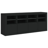 Sideboard with LED Lights Black 163x37x67 cm - 45-Degree Angle