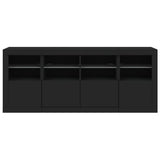 Sideboard with LED Lights Black 163x37x67 cm - Rear View