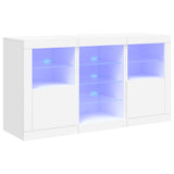 Sideboard with LED Lights White 123x37x67 cm - Front View