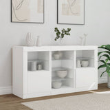 Sideboard with LED Lights White 123x37x67 cm - Side View