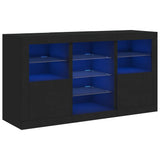 Sideboard with LED Lights Black 123x37x67 cm - Front View