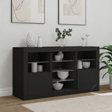 Sideboard with LED Lights Black 123x37x67 cm - Side View