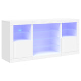 Sideboard with LED Lights White 142.5x37x67 cm - Front View