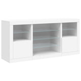 Sideboard with LED Lights White 142.5x37x67 cm - 45-Degree Angle