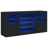 Sideboard with LED Lights Black 142.5x37x67 cm - Front View