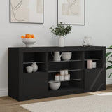 Sideboard with LED Lights Black 142.5x37x67 cm - Side View