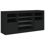Sideboard with LED Lights Black 142.5x37x67 cm