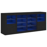 Sideboard with LED Lights Black 163x37x67 cm
