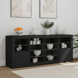 Sideboard with LED Lights Black 163x37x67 cm