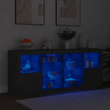 Sideboard with LED Lights Black 163x37x67 cm - Top-Down View