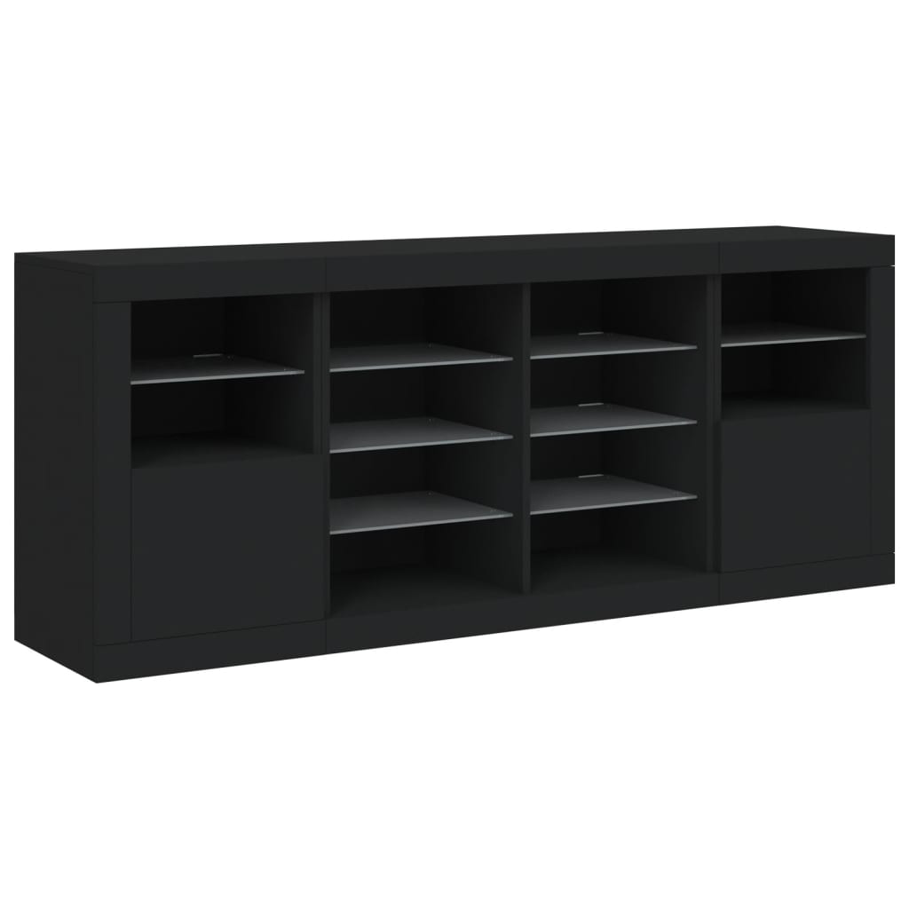 Sideboard with LED Lights Black 163x37x67 cm
