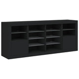 Sideboard with LED Lights Black 163x37x67 cm - 45-Degree Angle